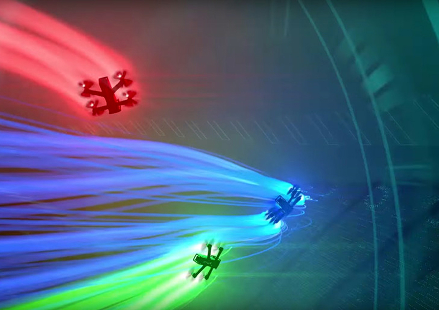 Animation drone et parcours de pilotage drone 